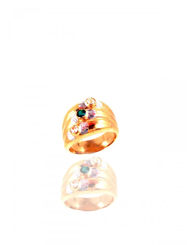 ANILLO CHAPADO ORO 18K, CON CIRCONITAS