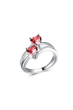 Anillo corazón doble aro rosa