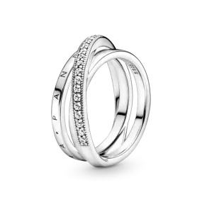 Anillo Cruzado Triple Banda en Pavé 199057C01