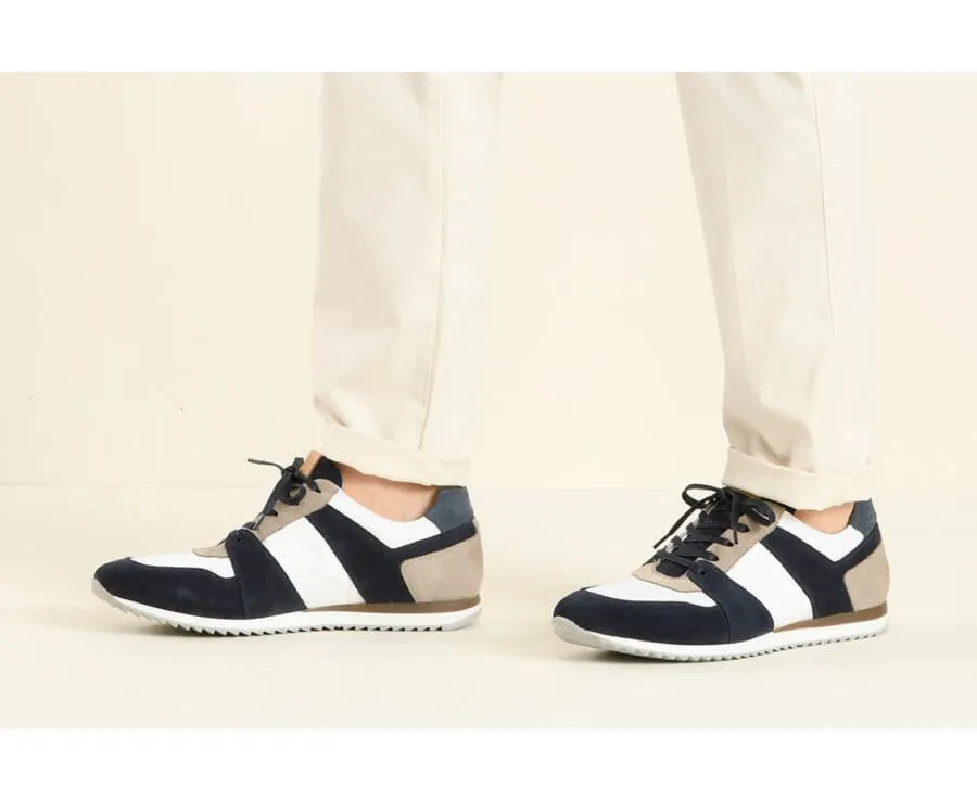 Blue Suede and White Men's Trainers - NALINGA