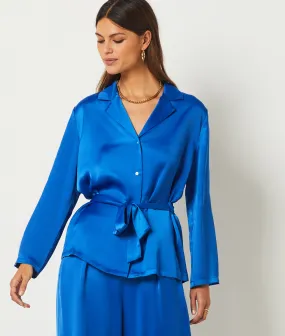 Camisa pijama con lazada MERY BLEU ROYAL - ETAM