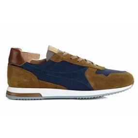 Chamois and Navy Men's leather Trainers - BOLWARRA