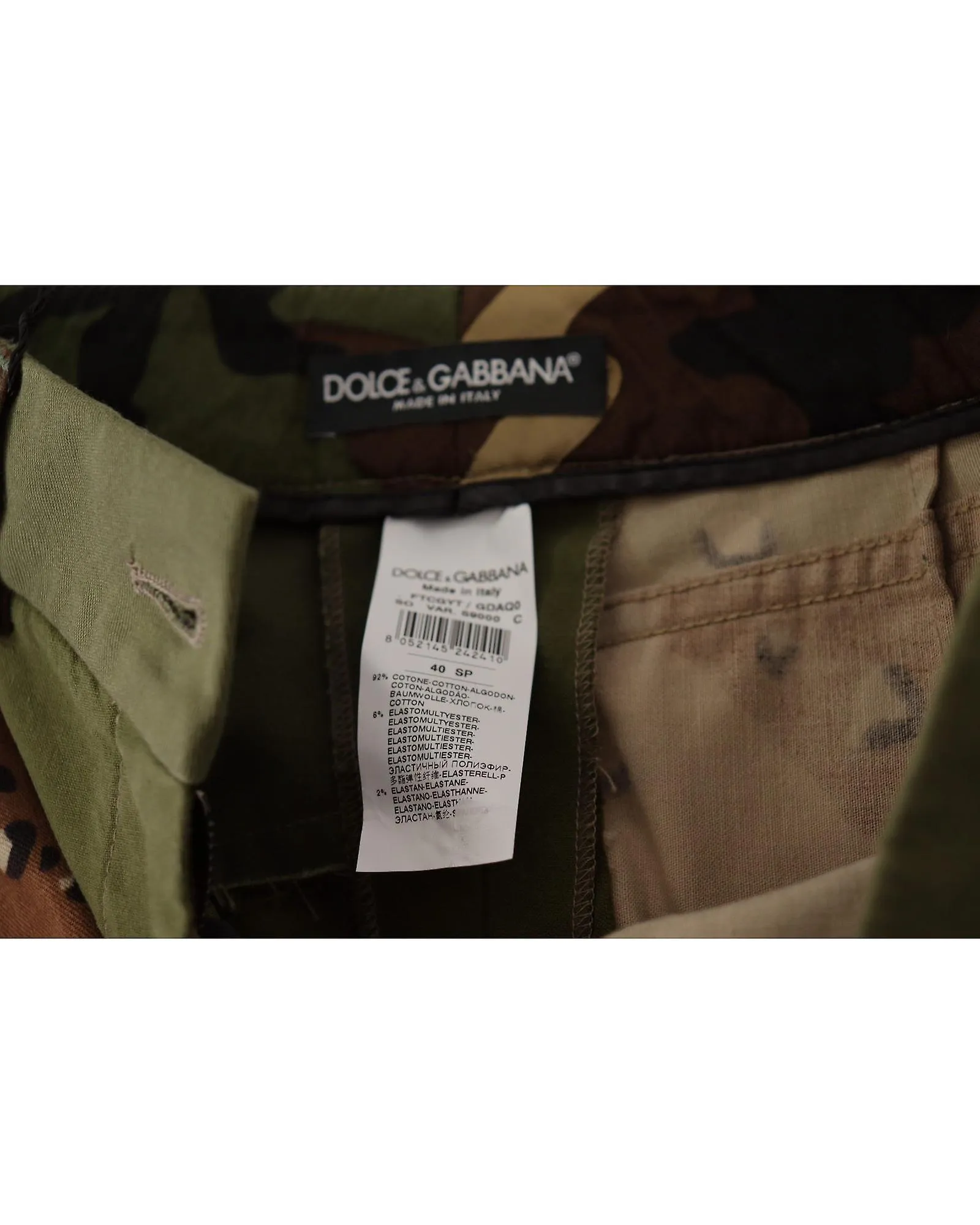 Dolce & Gabbana Army  High Waist Cotton Shorts