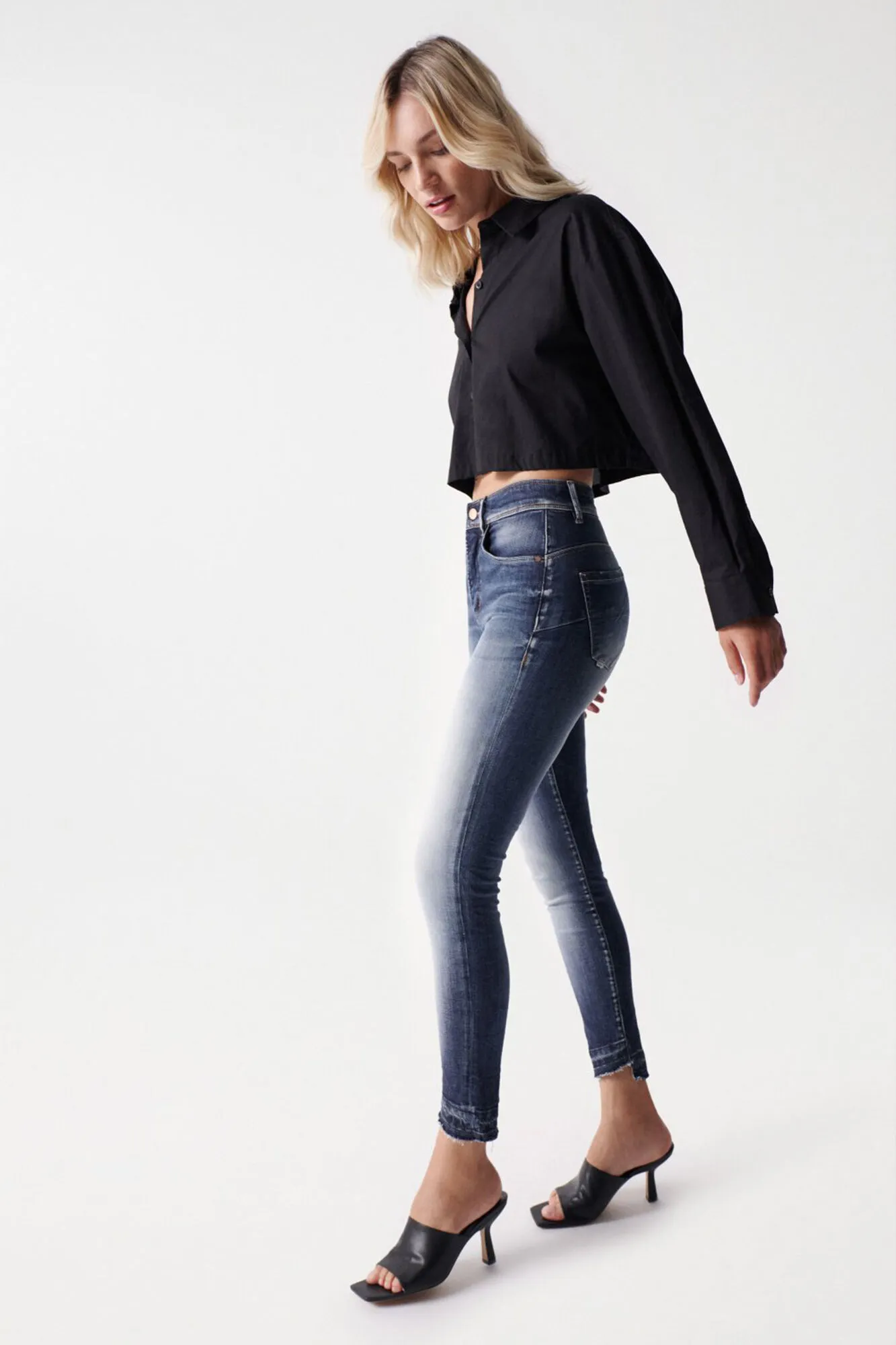 Faith push-in premium wash cropped jeans