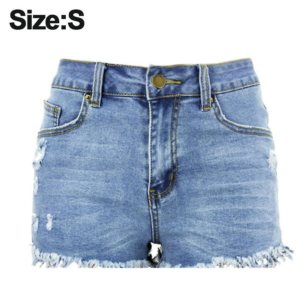 Mujer cortada Denim Short Frayed Distressed Jean Denim Shorts Mujeres Hot Shorts Comfy Stretchy