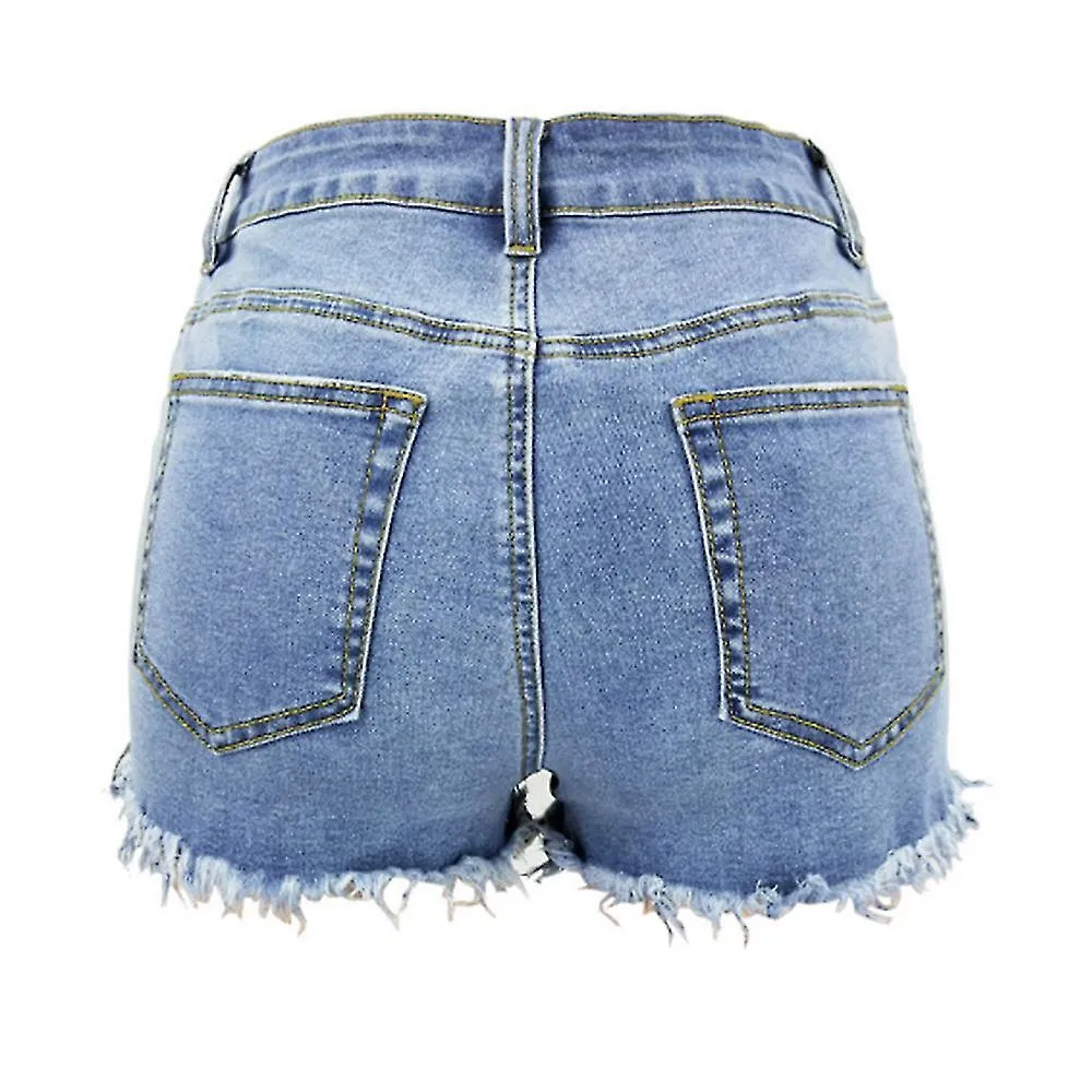 Mujer cortada Denim Short Frayed Distressed Jean Denim Shorts Mujeres Hot Shorts Comfy Stretchy