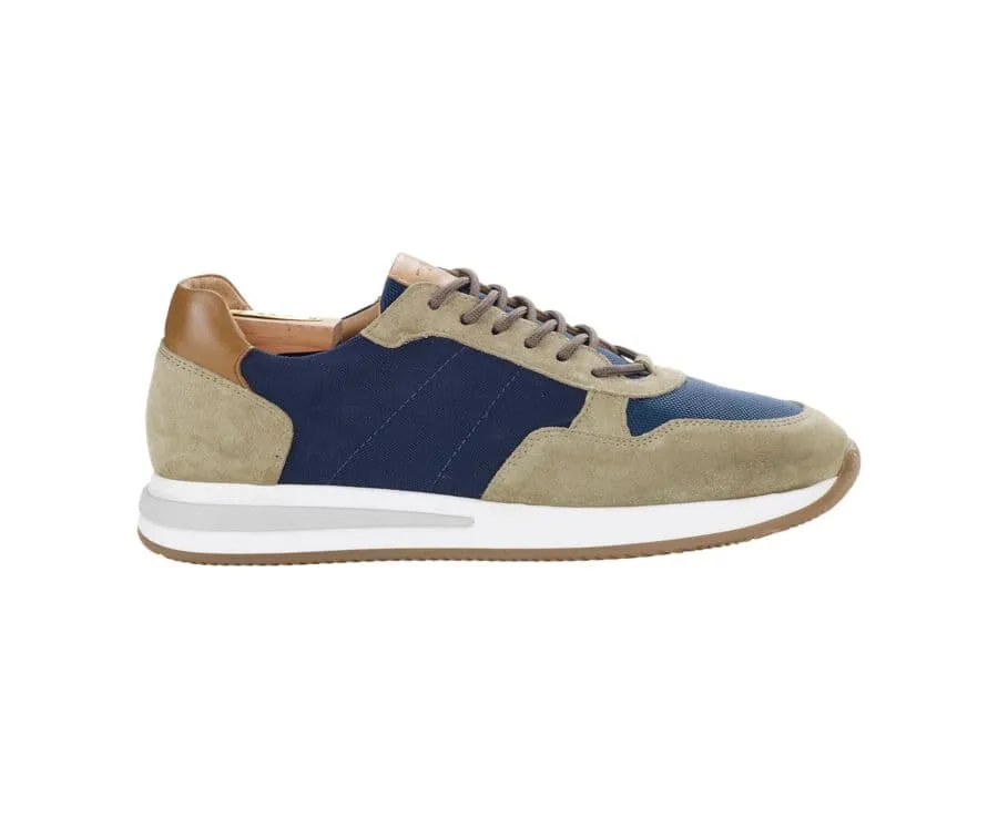 Navy & Suede Kakhi Men's Trainers - NIRRANDA II