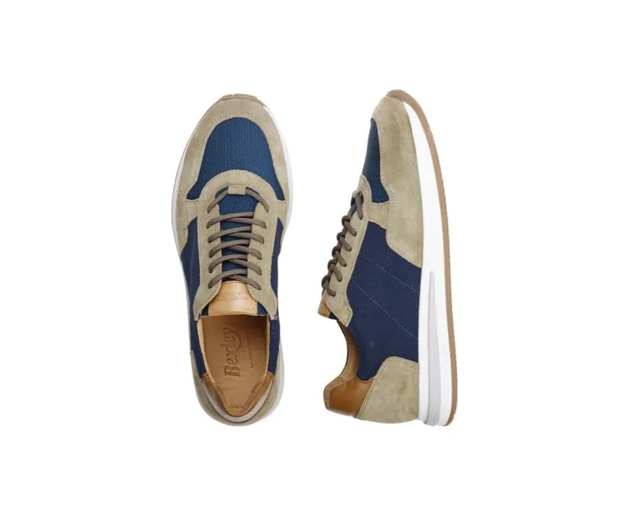 Navy & Suede Kakhi Men's Trainers - NIRRANDA II