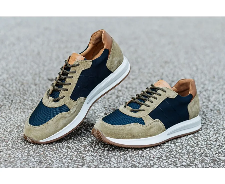 Navy & Suede Kakhi Men's Trainers - NIRRANDA II