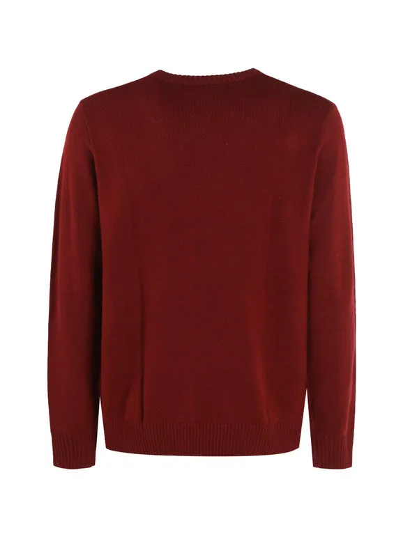 Navy Sail Jersey de cuello redondo en mezcla de lana para hombre
