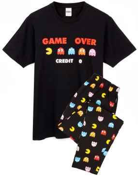 Pacman Conjunto de pijama de manga corta y pierna larga para hombre negro Game Over