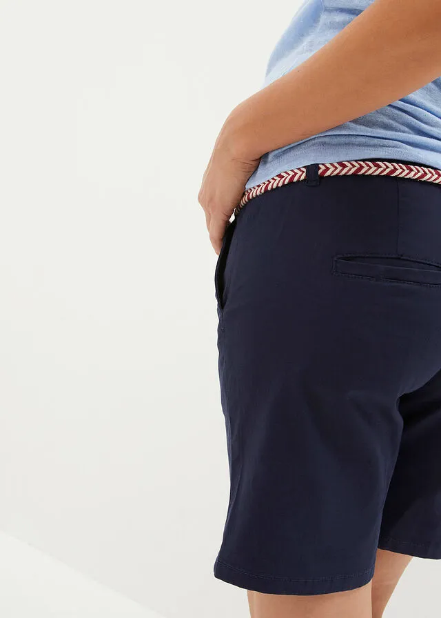 Pantalón corto tipo chino con cinturón Azul marino