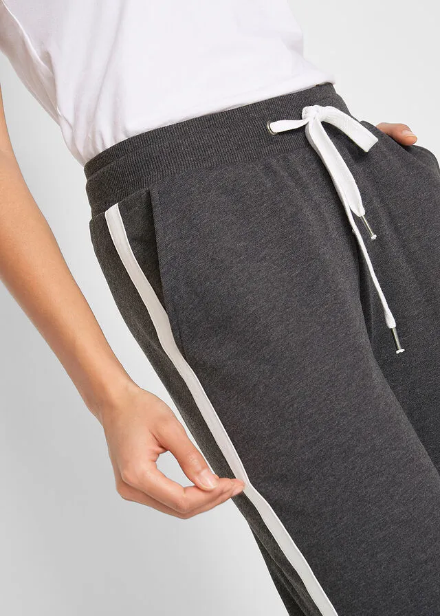 Pantalón de chándal con puños Negro-blanco jaspeado