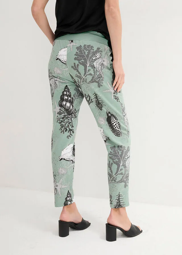 Pantalón de chándal verde alga-blanco lana