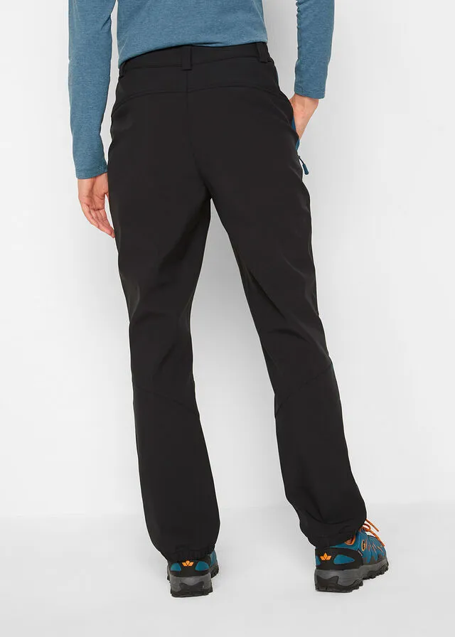 Pantalón de softshell repelente al agua con corte recto Negro