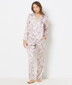 Pantalón pijama ancho estamapdo floral FIORE IMP FOND ROSE - ETAM