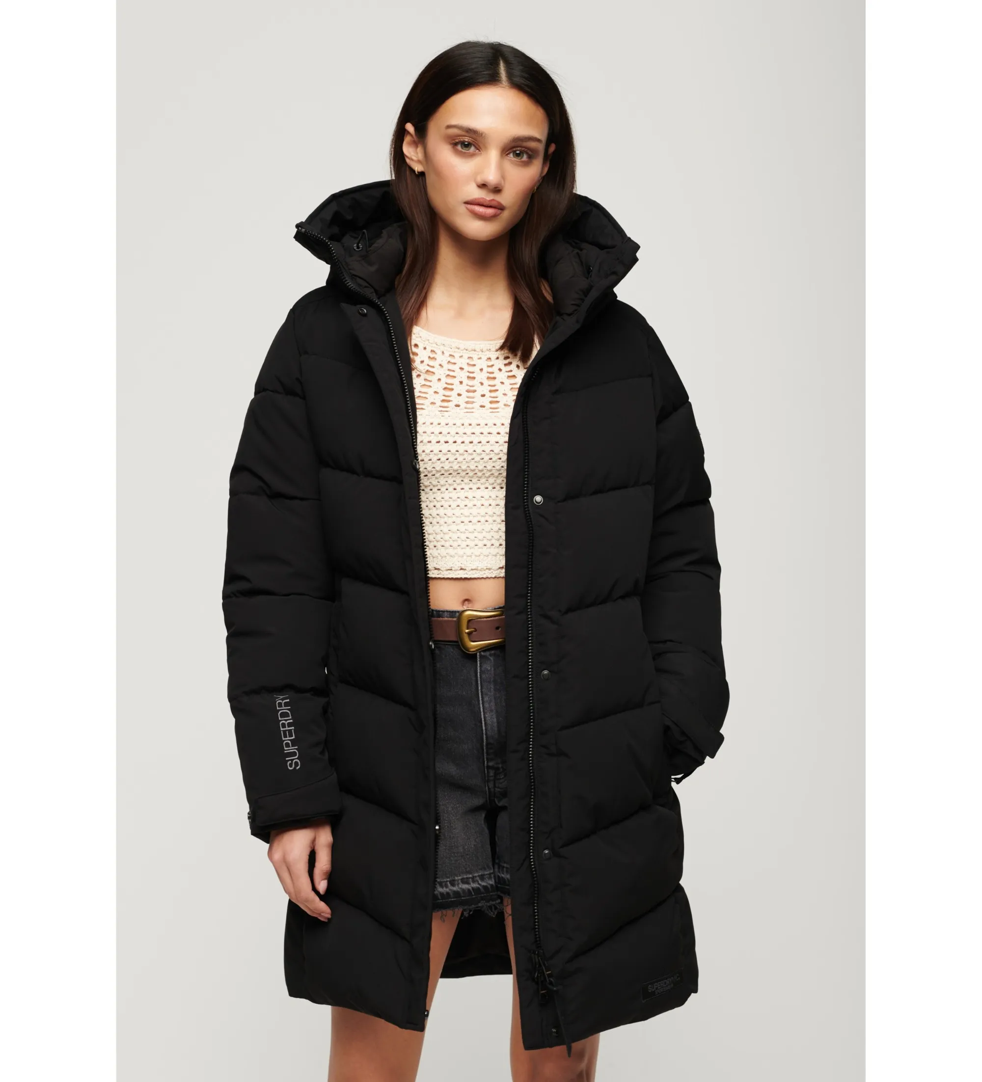 Parka acolchada City Chevron negro