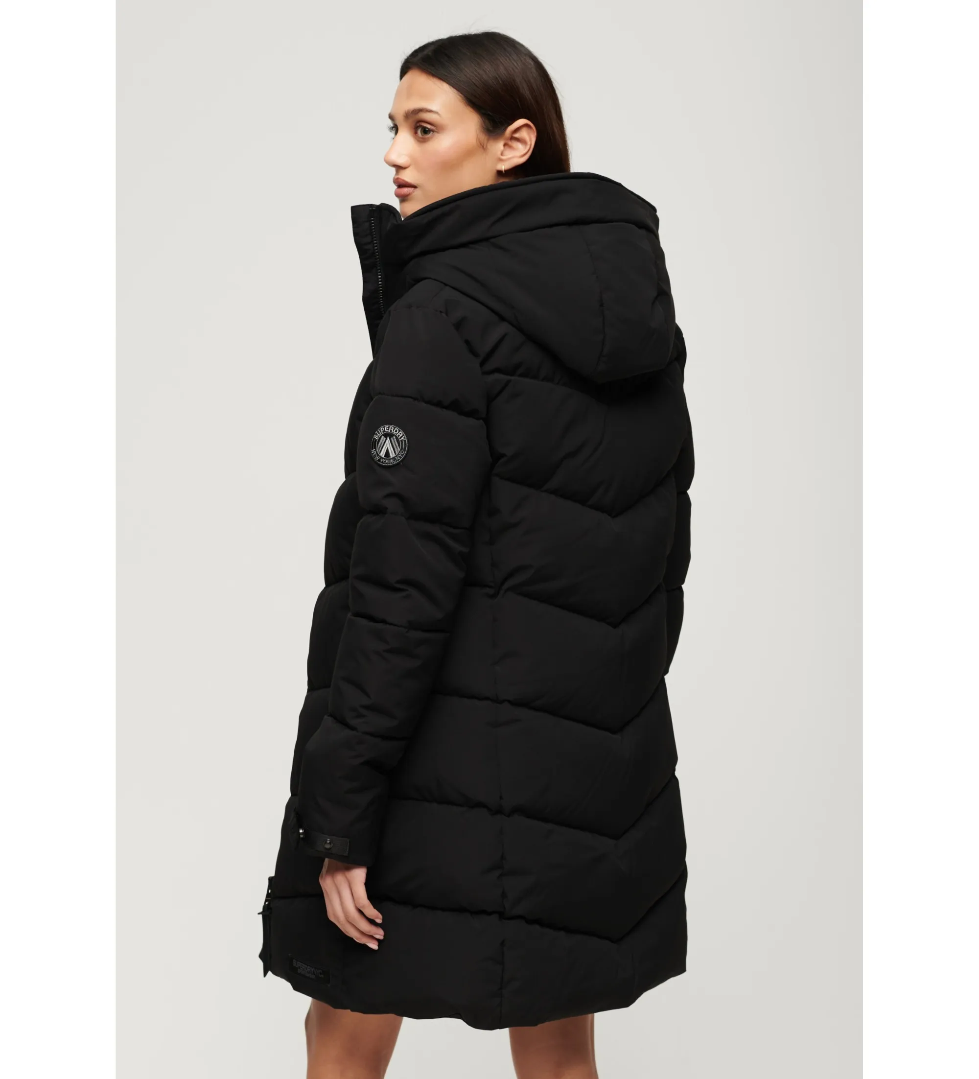 Parka acolchada City Chevron negro