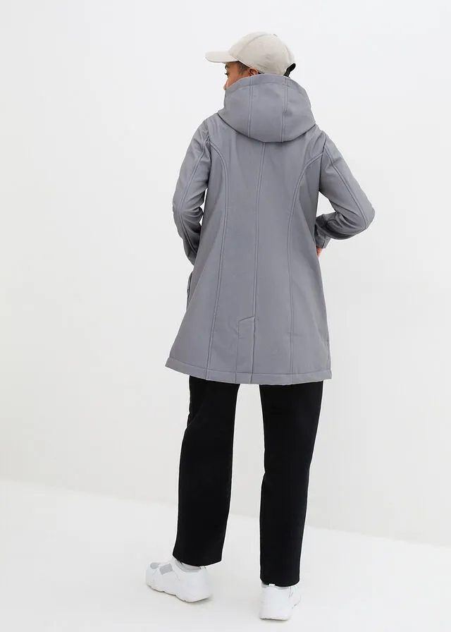 Parka de softshell con capucha Gris humo/blanco/negro jaspeado