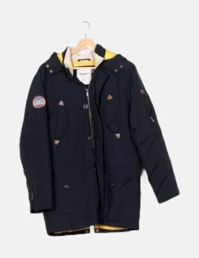 Pepe Jeans Parka azul parches
