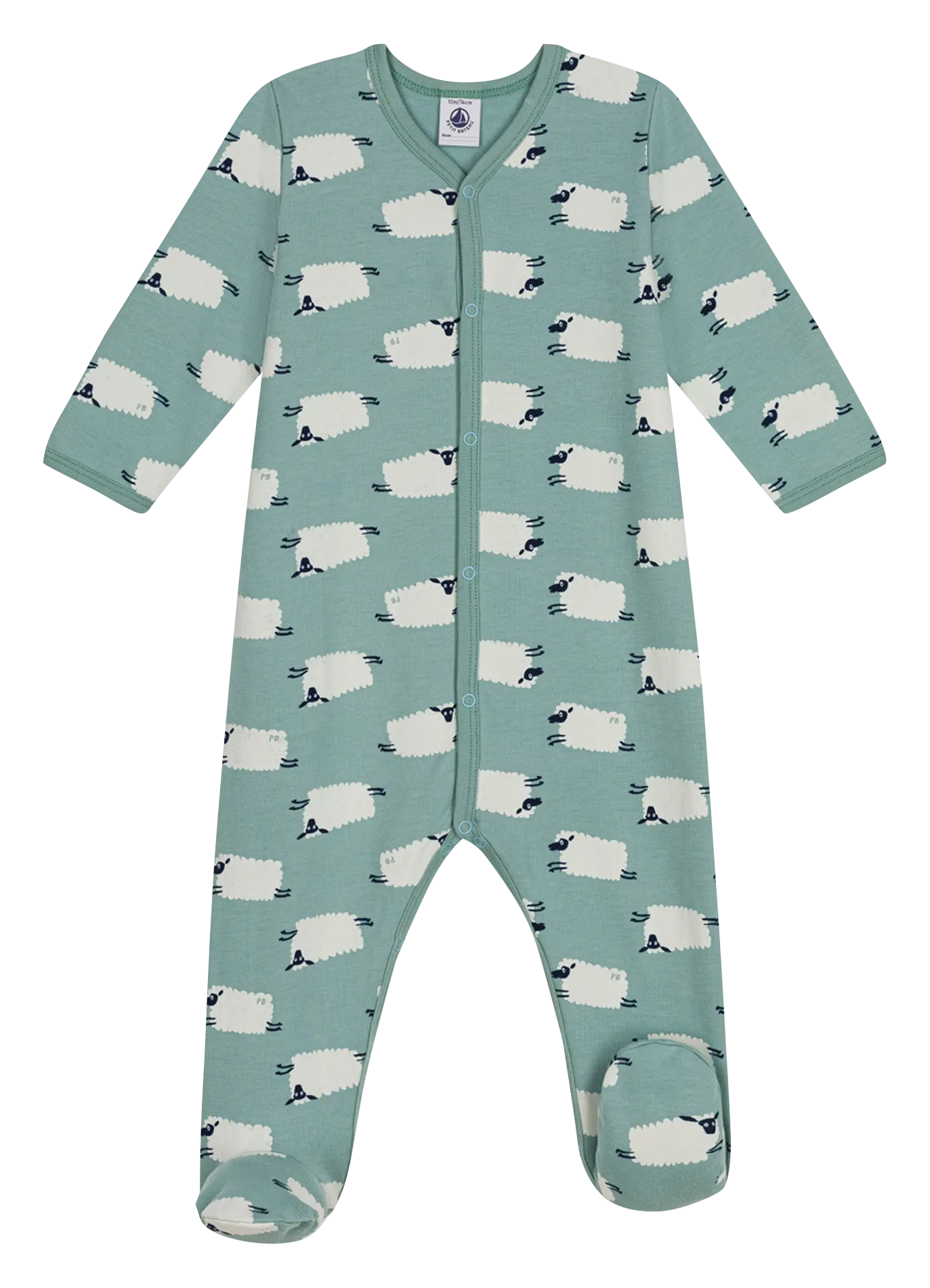 PETIT BATEAU Pijama de mezcla de algodón en verde