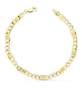 Pulsera 3x1 Tallada Oro Amarillo 18K 19 cm