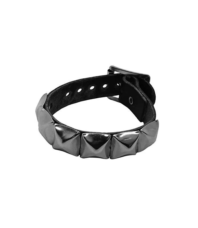 Pulsera cuero punk piramidal 1 row pyramid stud leather wristband Bullet69 WB008