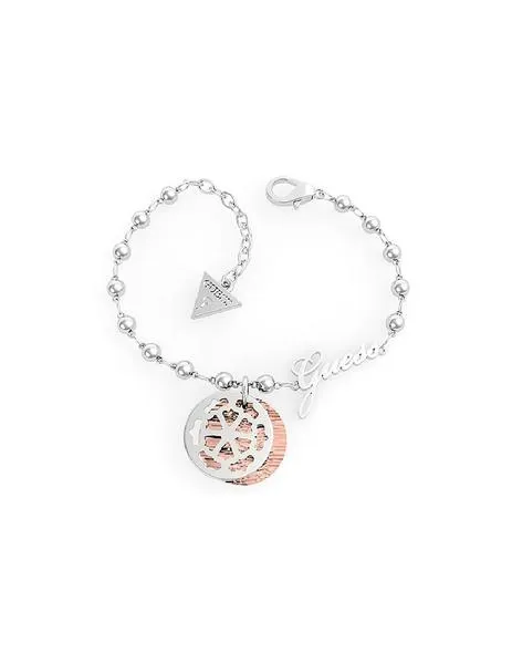 pulsera guess peony art medalla bicolor rose