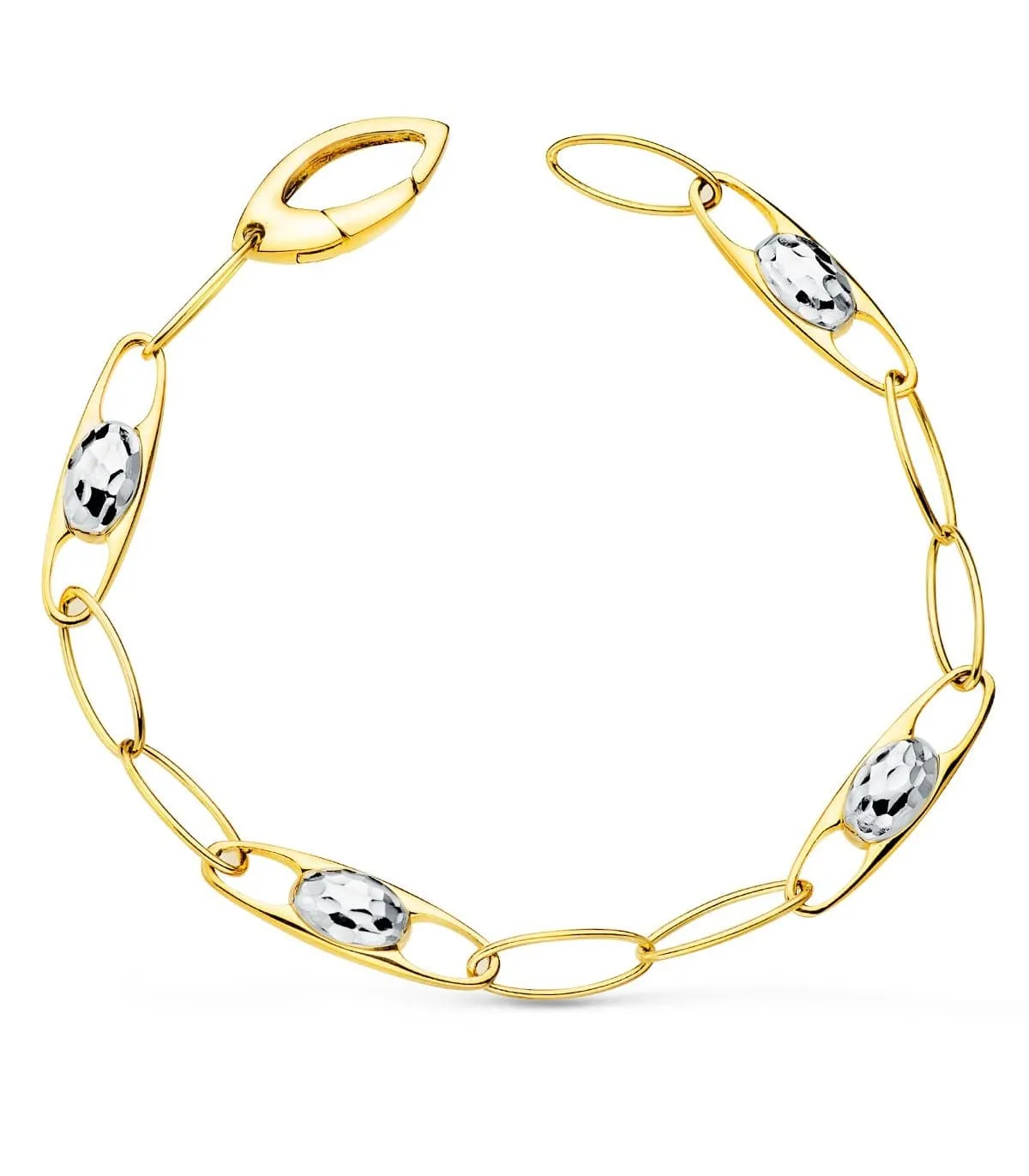 Pulsera Mujer Oro Bicolor 18K Motivos tallados