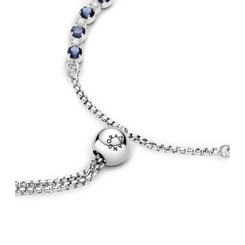 PULSERA PANDORA BRILLOS AZULES CIERRE DESLIZANTE 599377C01