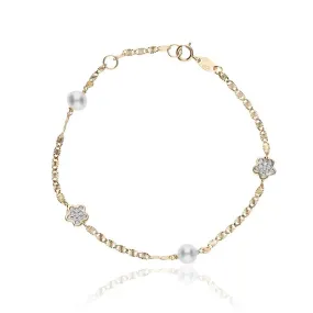 Pulsera "Camila" Oro 18k Circonitas y P. Cultivadas