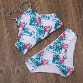 Sexy Flower Printing Bikini Set Women Split Bikini 