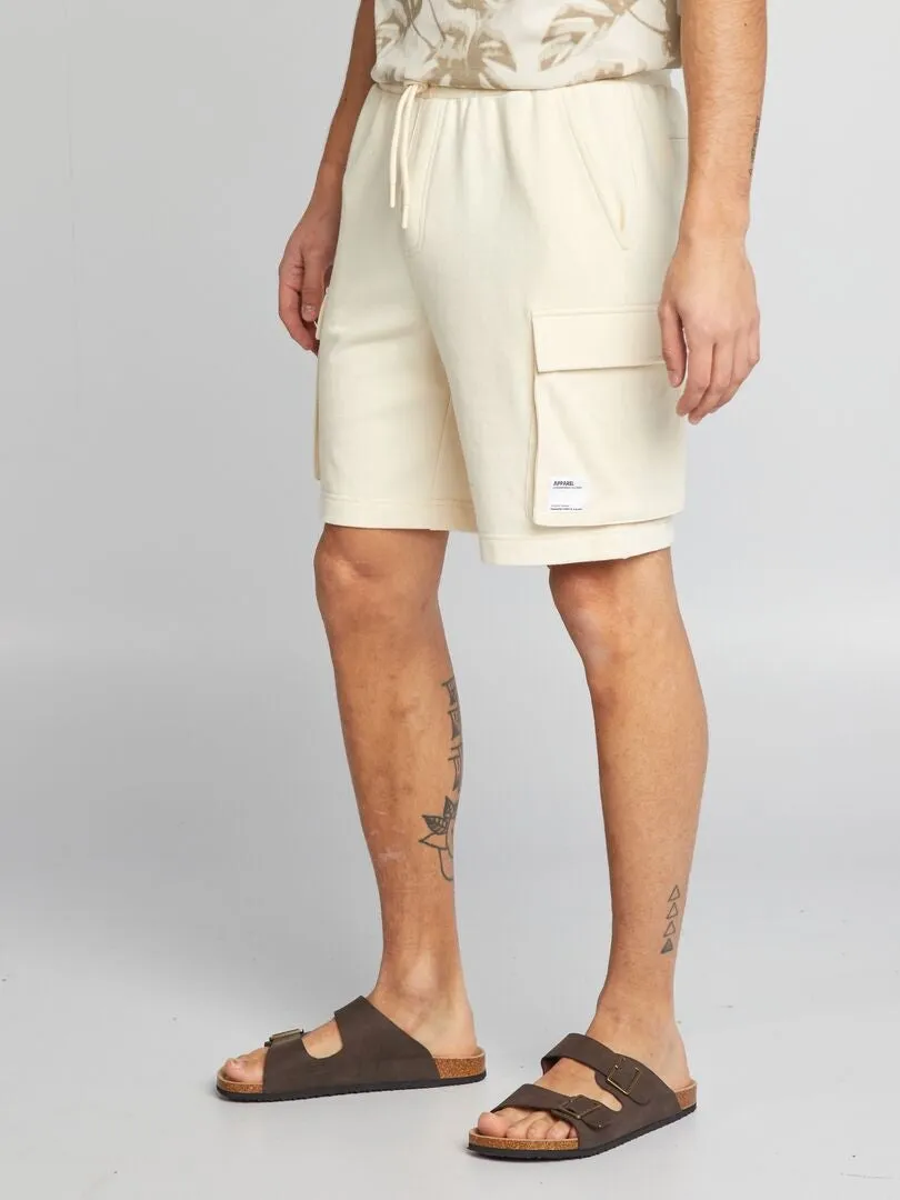 Short de chándal con bolsillos laterales - BLANCO
