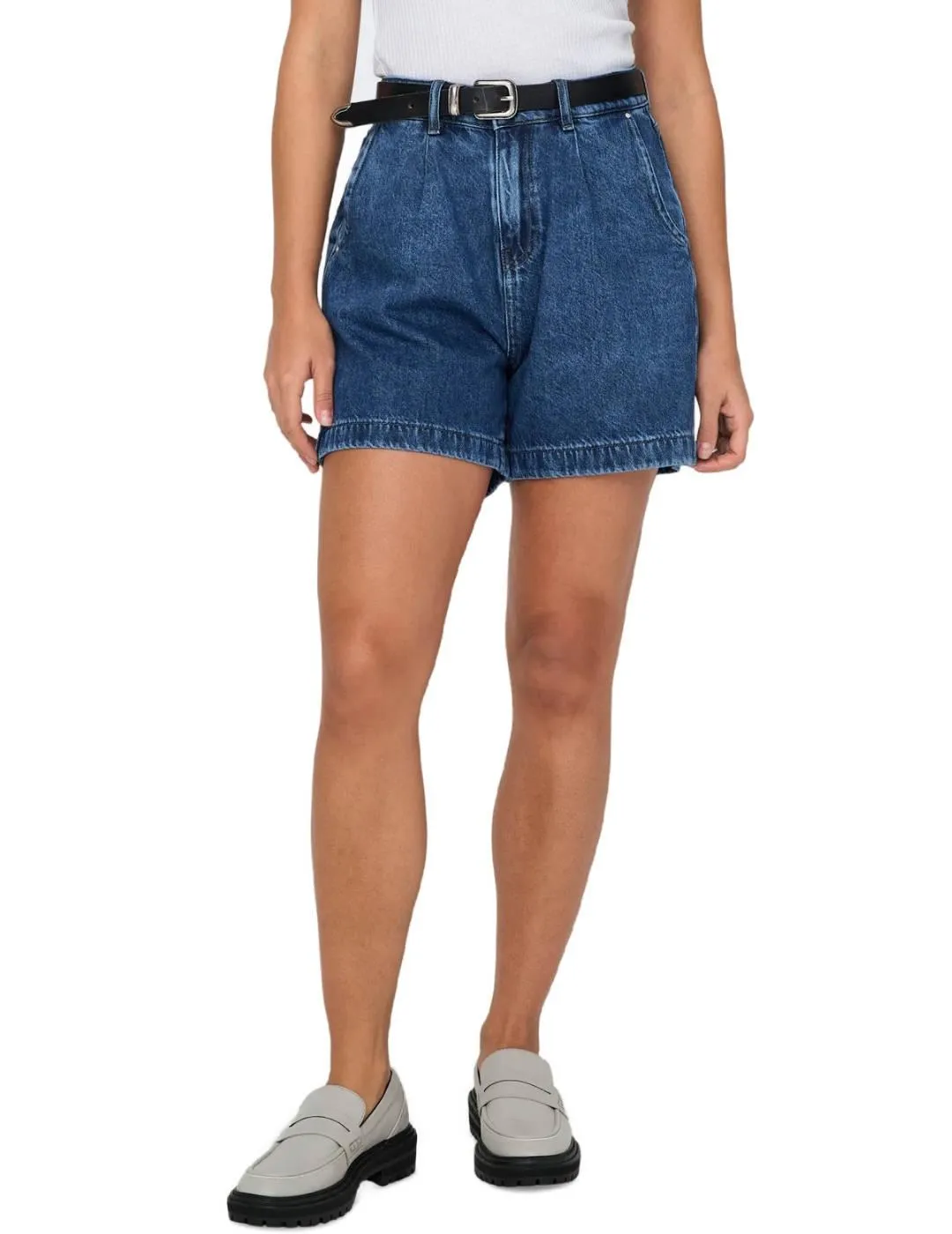 Shorts Only Petra denim azul tiro alto para mujer