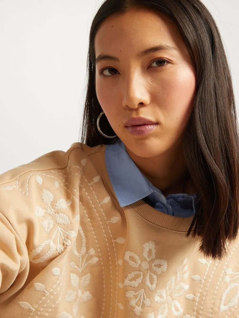 Sudadera de chándal con bordado - BEIGE