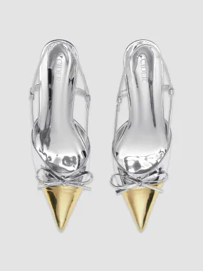 Tacones Slingback Metálicos Bicolor