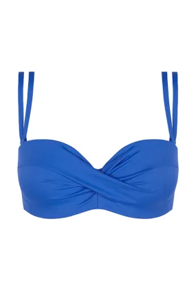 Top bikini bandeau cruce azul