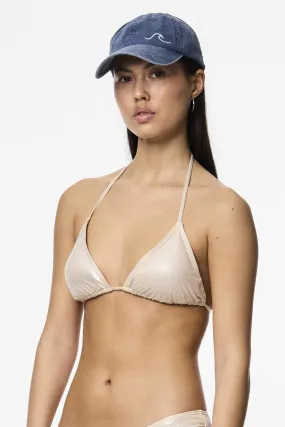 Top de bikini triangular metalizado