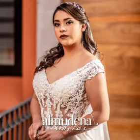 Vestido de Novia Sencillo Encaje Sin Hombros