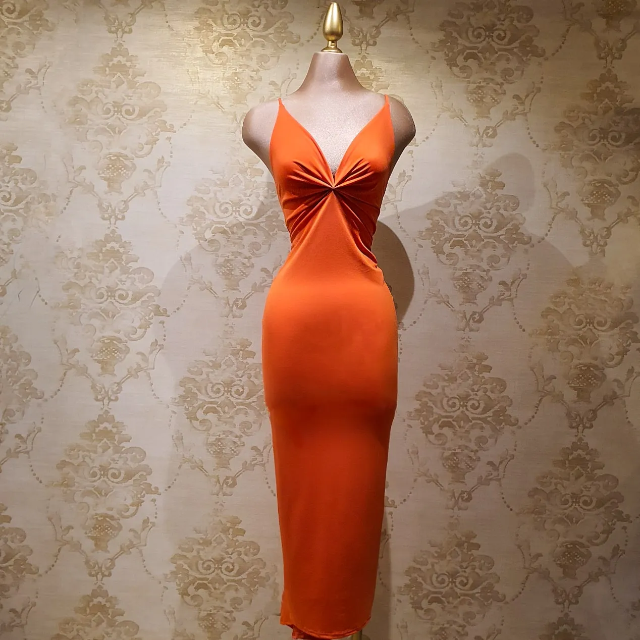 Vestido Naranja Corto Tirantes Ajustado