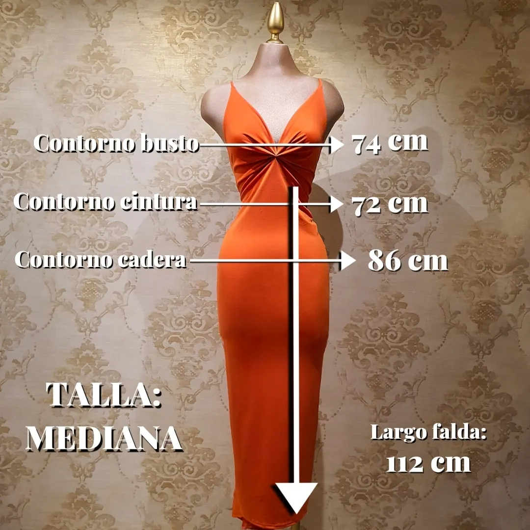 Vestido Naranja Corto Tirantes Ajustado