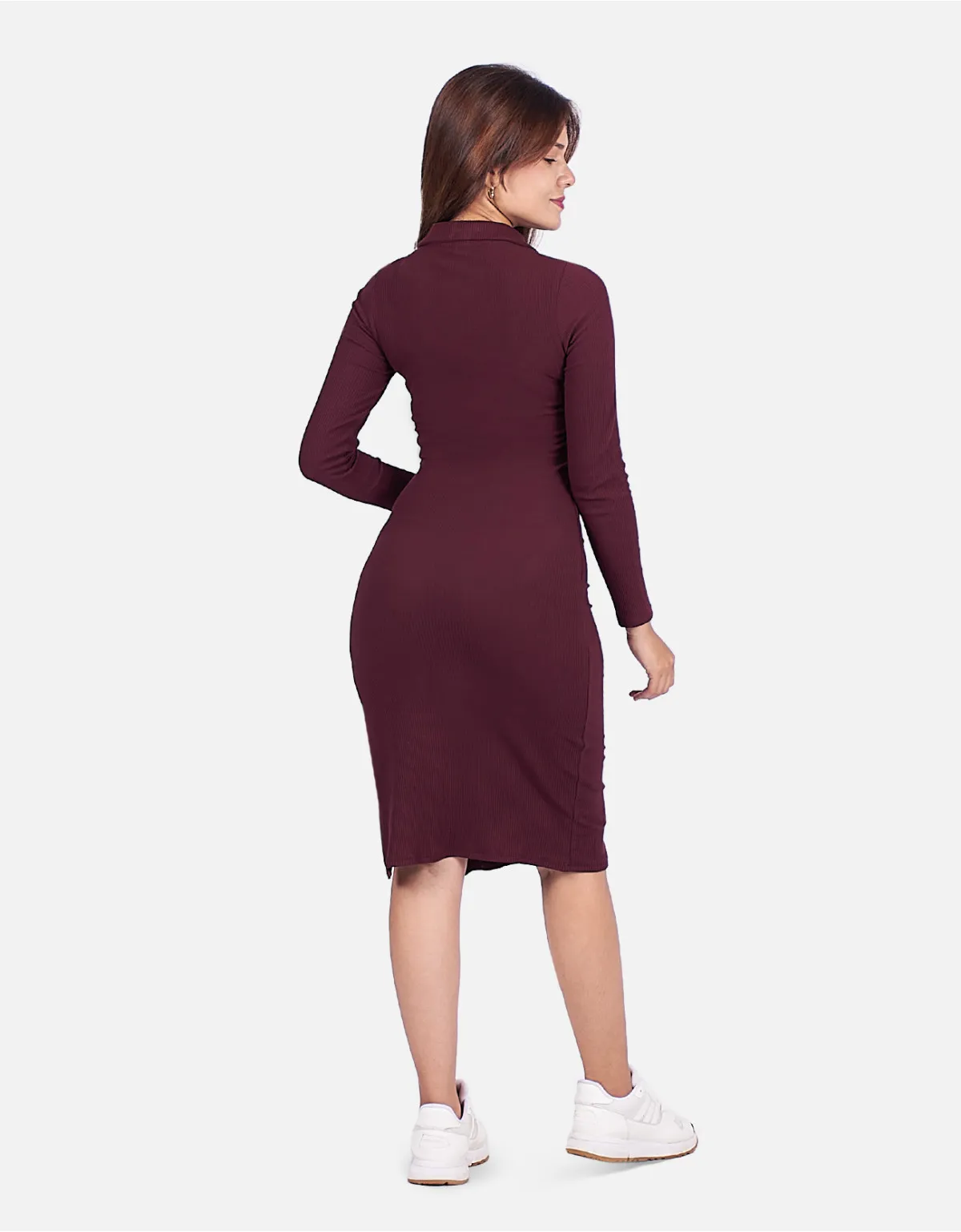 Vestido slim fit vino