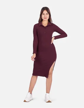 Vestido slim fit vino