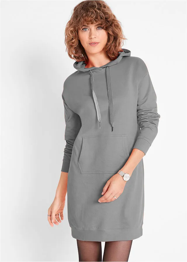 Vestido tipo sudadera Gris jaspeado