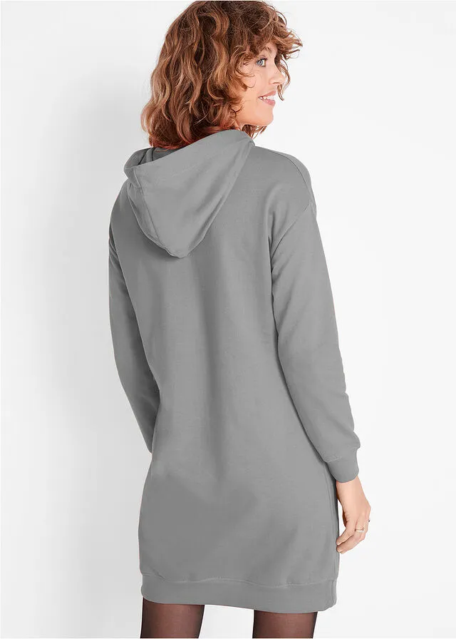 Vestido tipo sudadera Gris jaspeado