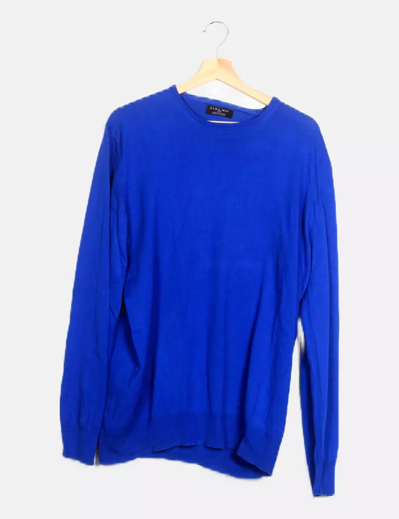 Zara Jersey azul cuello redondo