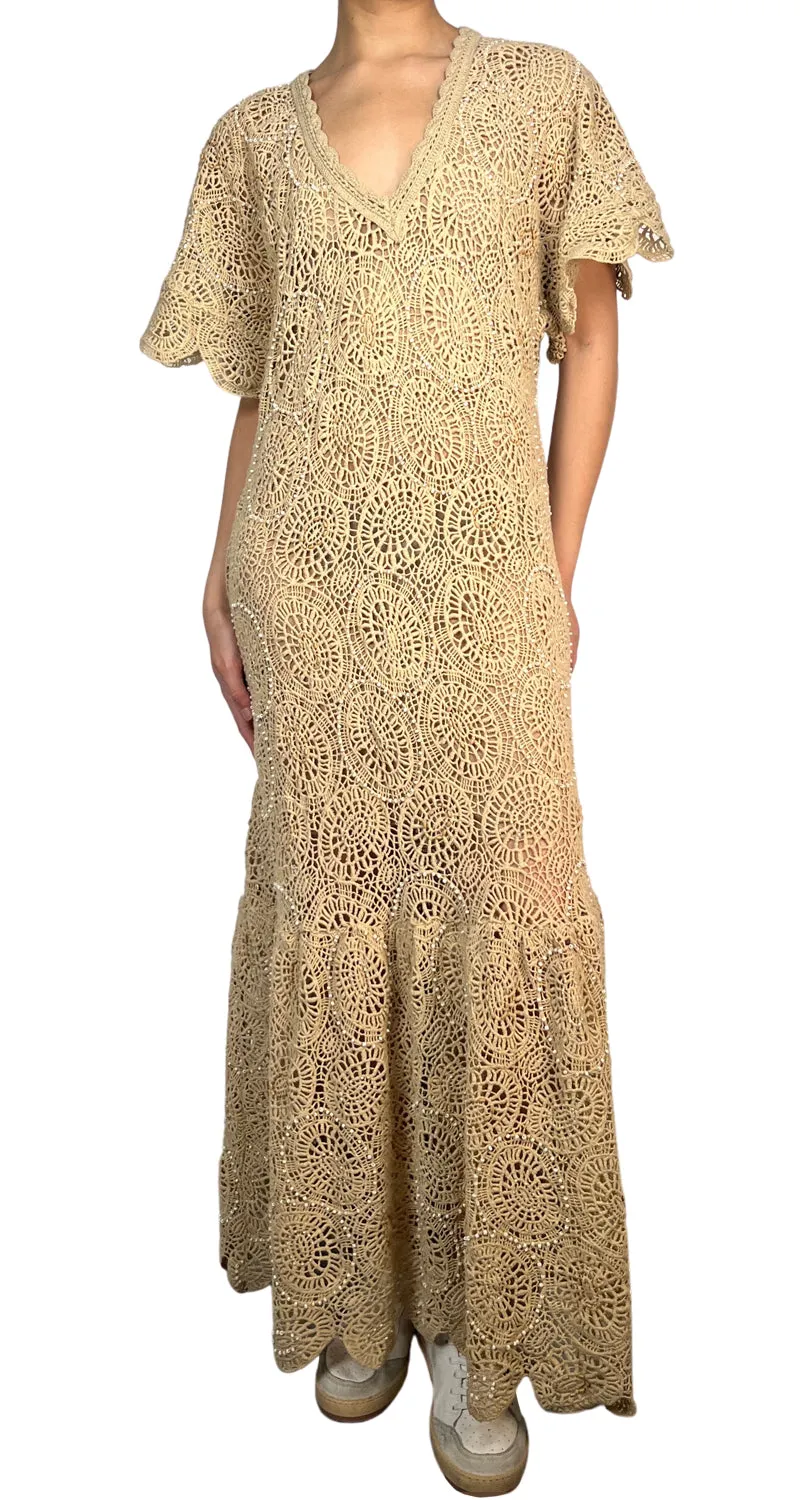 ZARA Vestido Tejido Mostacillas